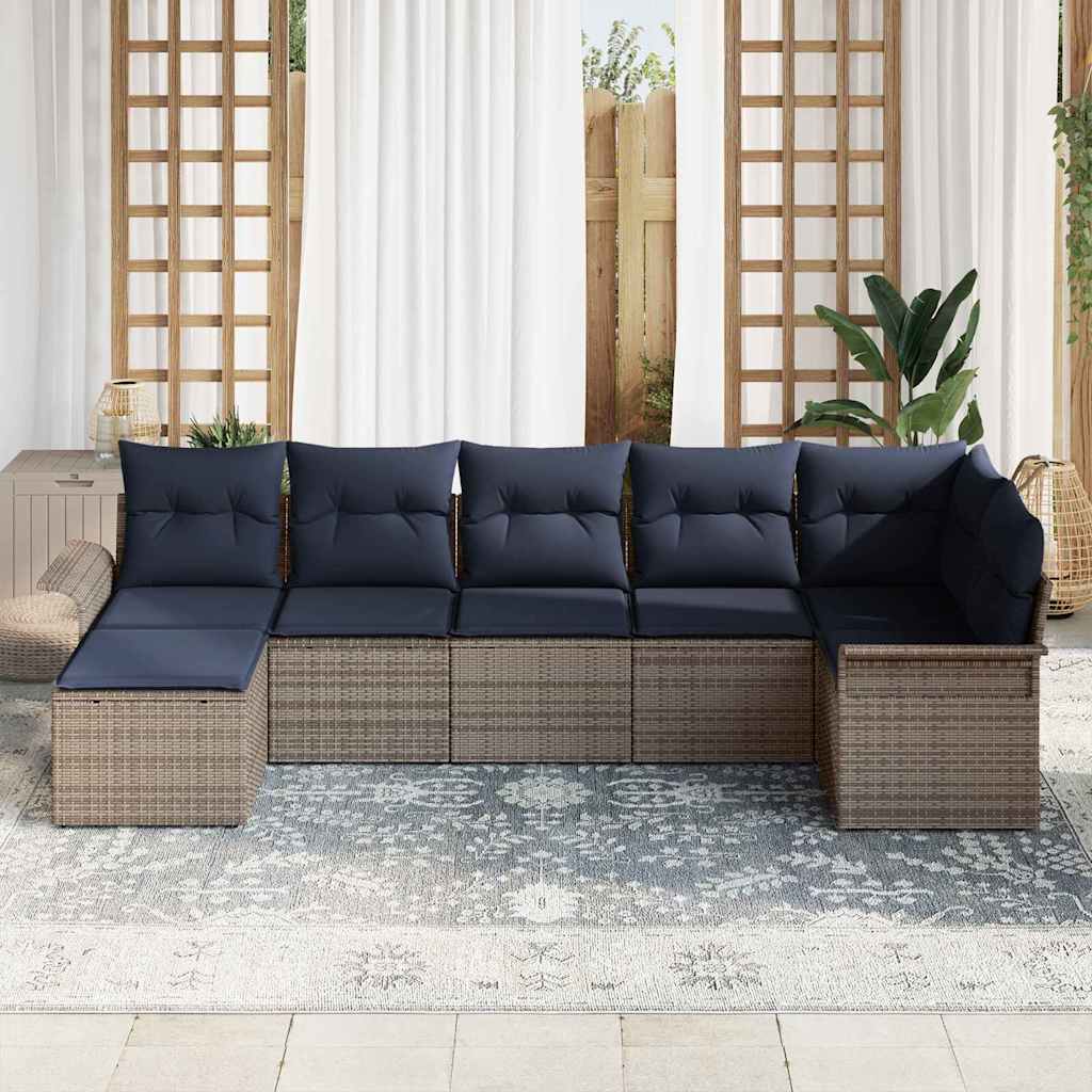 Havesofa Sæt med pude Grå polyrattan