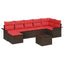 Havesofa Sæt med pude 8 pcs Brun Poly rattan
