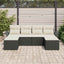 Havesofa Sæt med pude 6 pcs Sort polyrattan