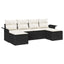 Havesofa Sæt med pude 6 pcs Sort polyrattan