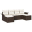 Havesofa Sæt med pude 6 pcs Brun Poly rattan