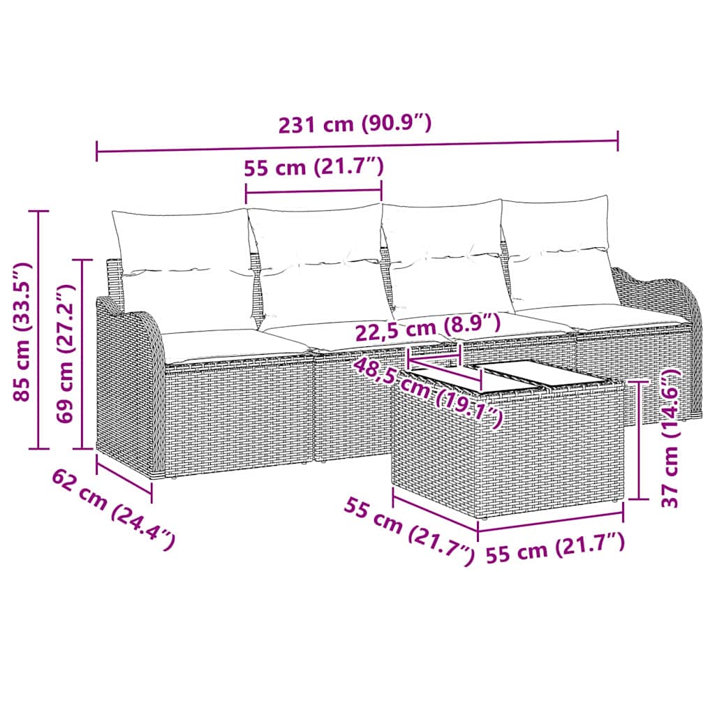 Havesofa Sæt Beige polyrattan