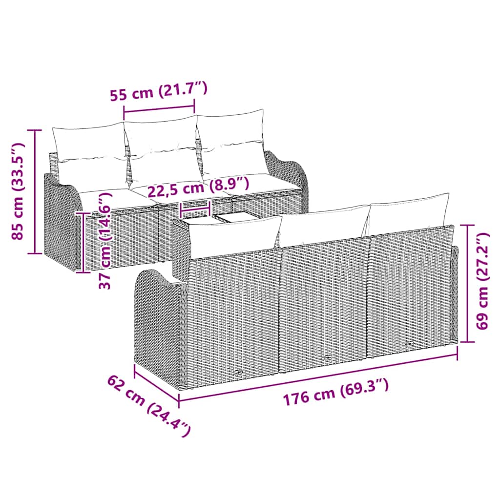 Havesofa Sæt Beige 55 x 55 x 37 cm polyrattan