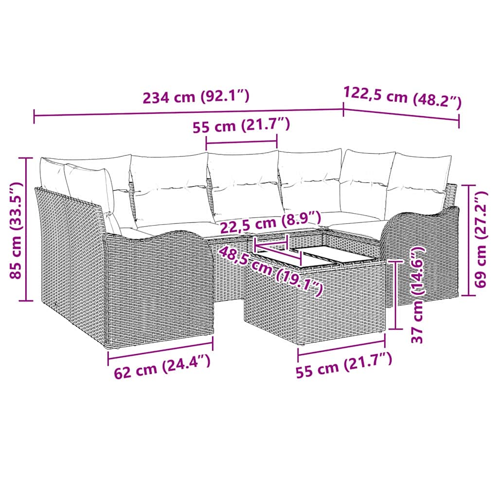 Havesofa Sæt Lysegrå 55 x 55 x 37 cm polyrattan