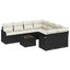Havesofa Sæt med pude med opbevaring 9 pcs Sort polyrattan