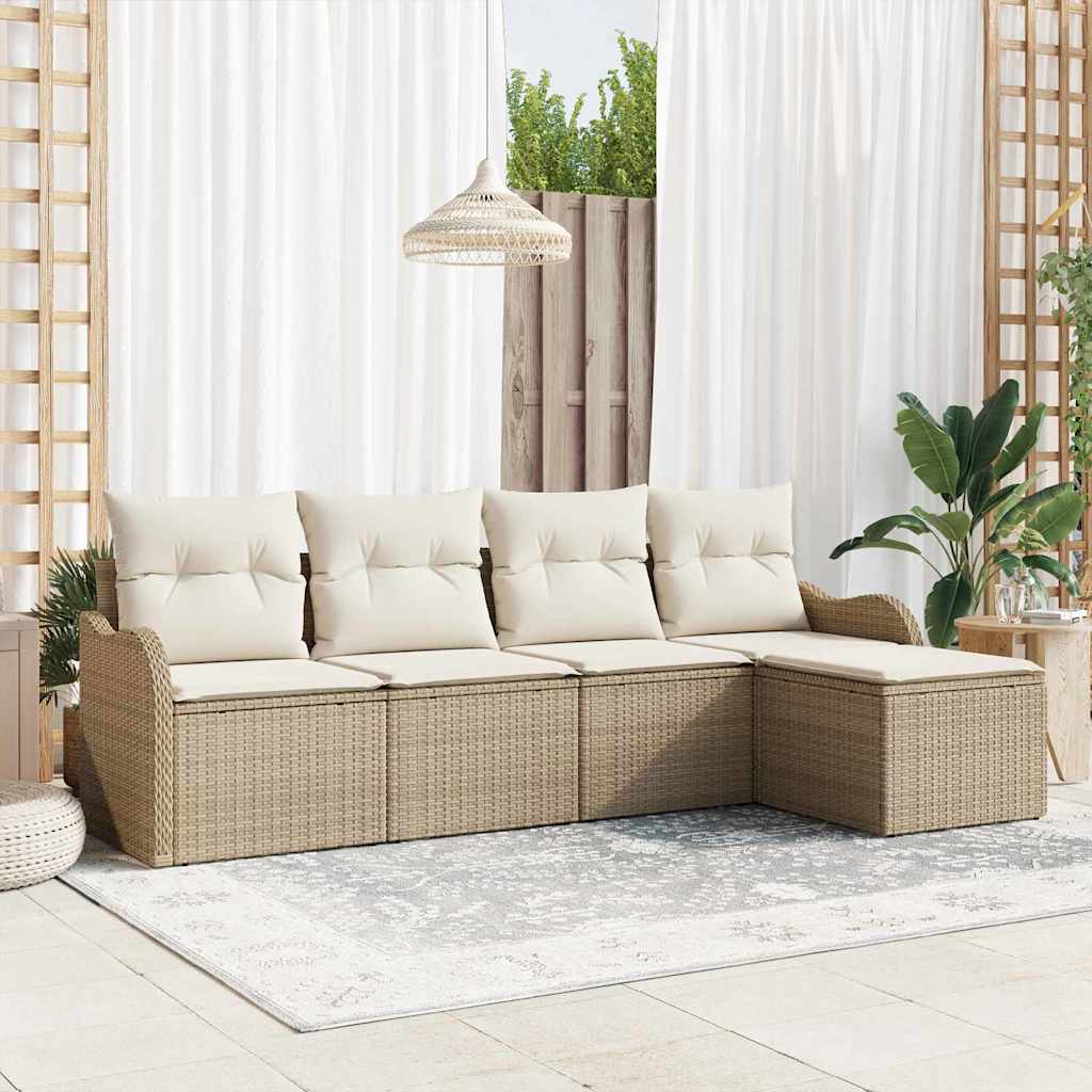 Havesofa Sæt 5 stk. Beige polyrattan