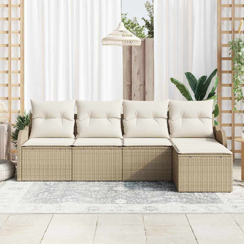 Havesofa Sæt 5 stk. Beige polyrattan