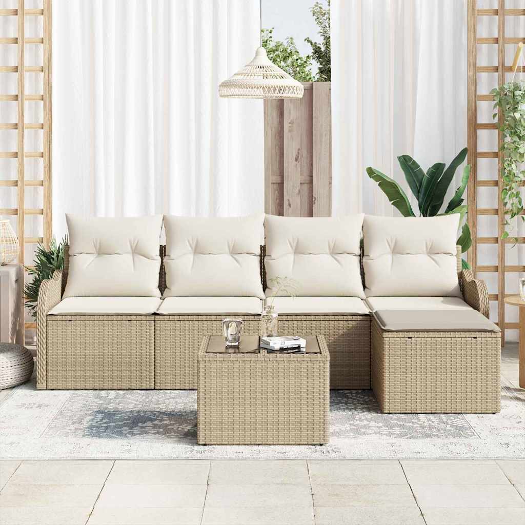 Havesofa Sæt 6 stk. Beige polyrattan