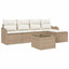 Havesofa Sæt 6 stk. Beige polyrattan