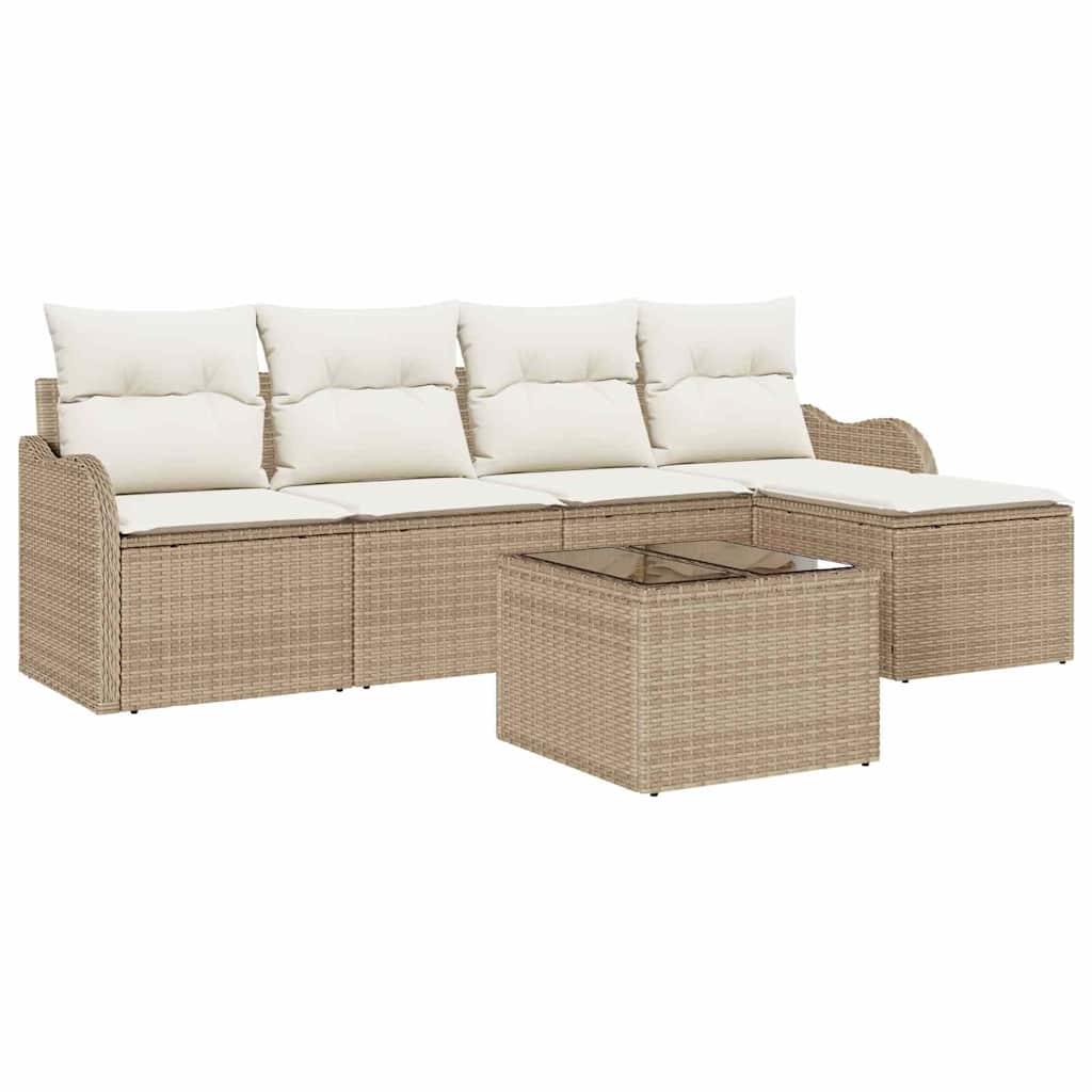 Havesofa Sæt 6 stk. Beige polyrattan