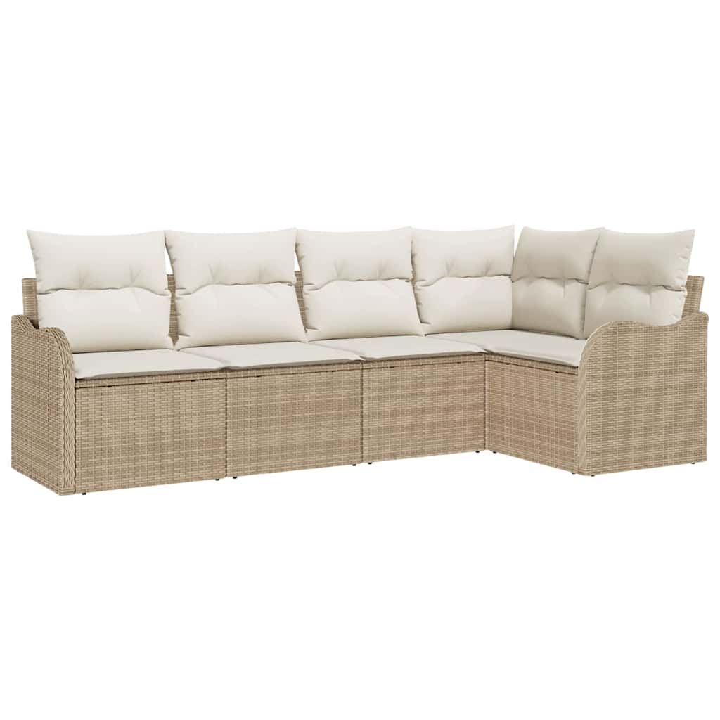 Havesofa Sæt 5 stk. Beige polyrattan