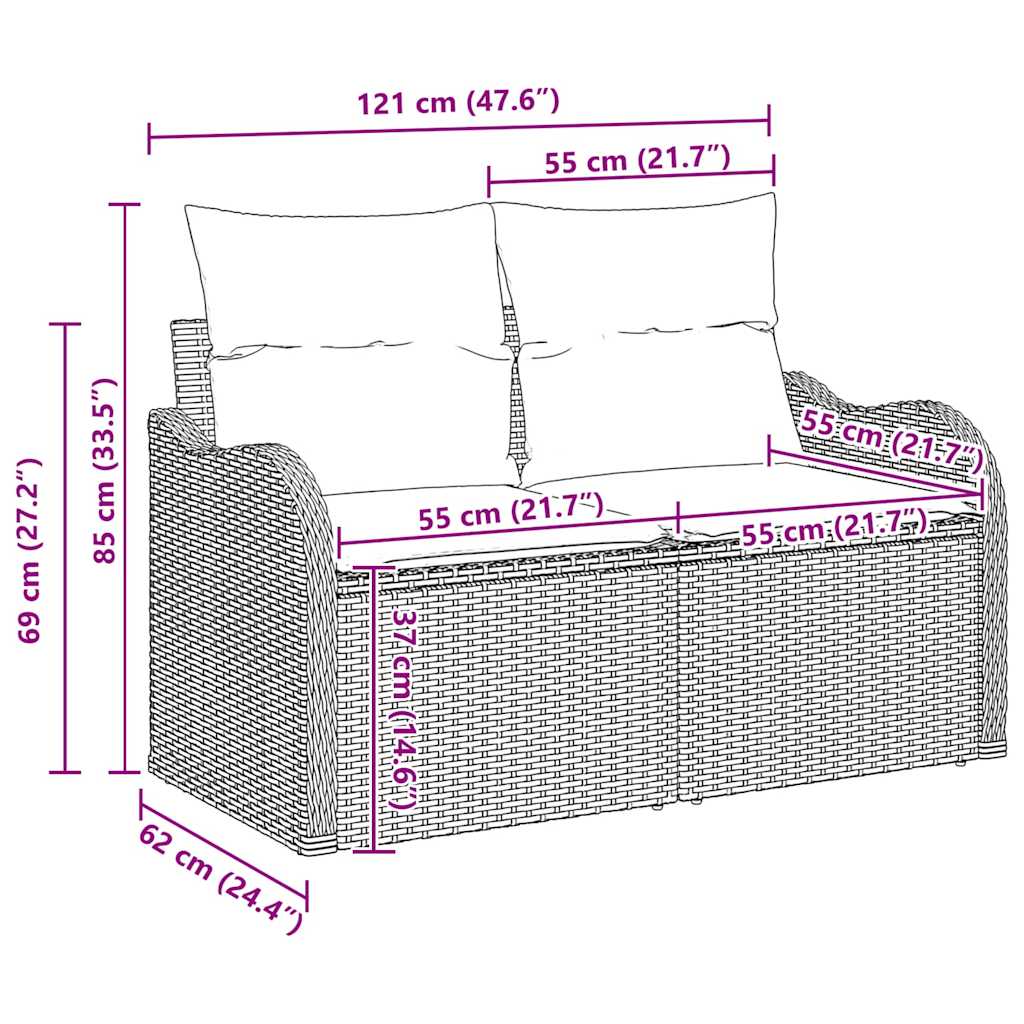 Havesofa Sæt 5 stk. Beige polyrattan