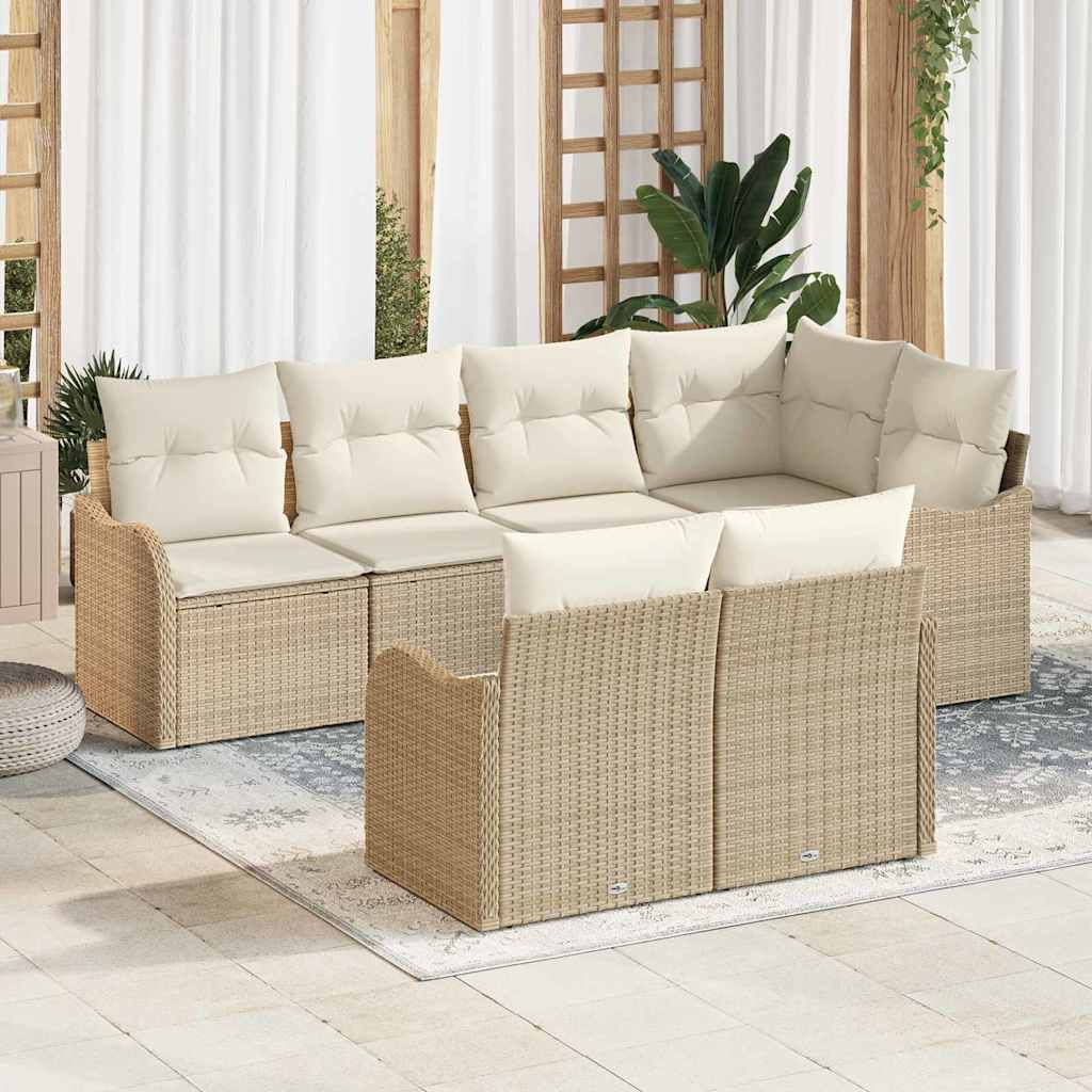 Havesofa Sæt 7 stk. Beige polyrattan