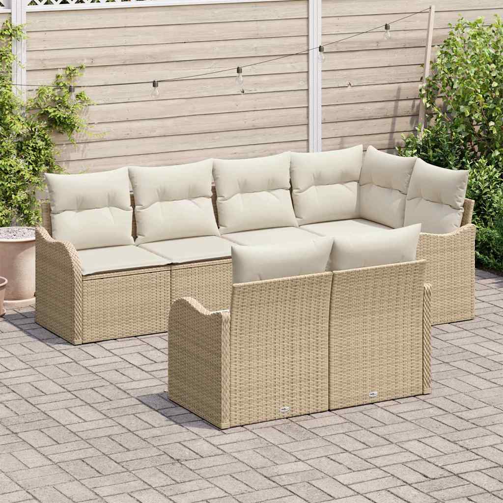 Havesofa Sæt 7 stk. Beige polyrattan