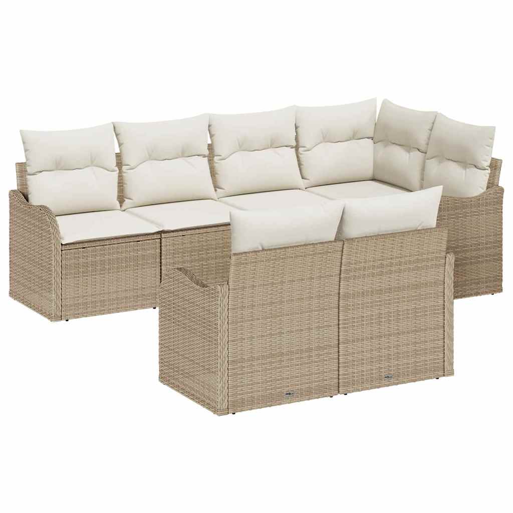 Havesofa Sæt 7 stk. Beige polyrattan