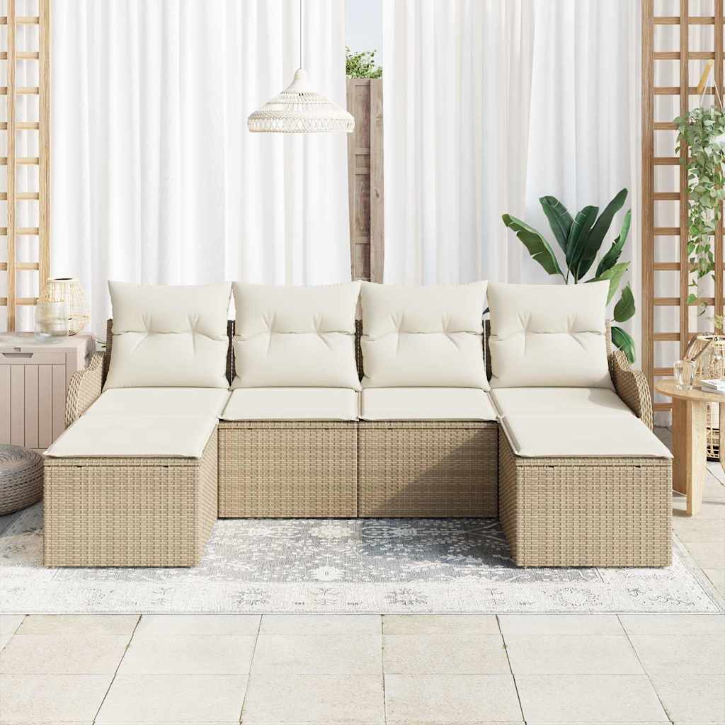 Havesofa Sæt 6 stk. Beige polyrattan