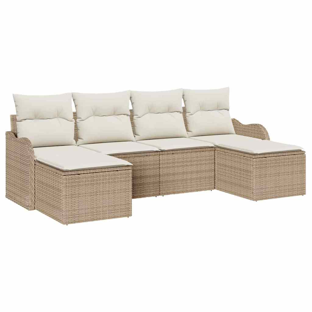 Havesofa Sæt 6 stk. Beige polyrattan