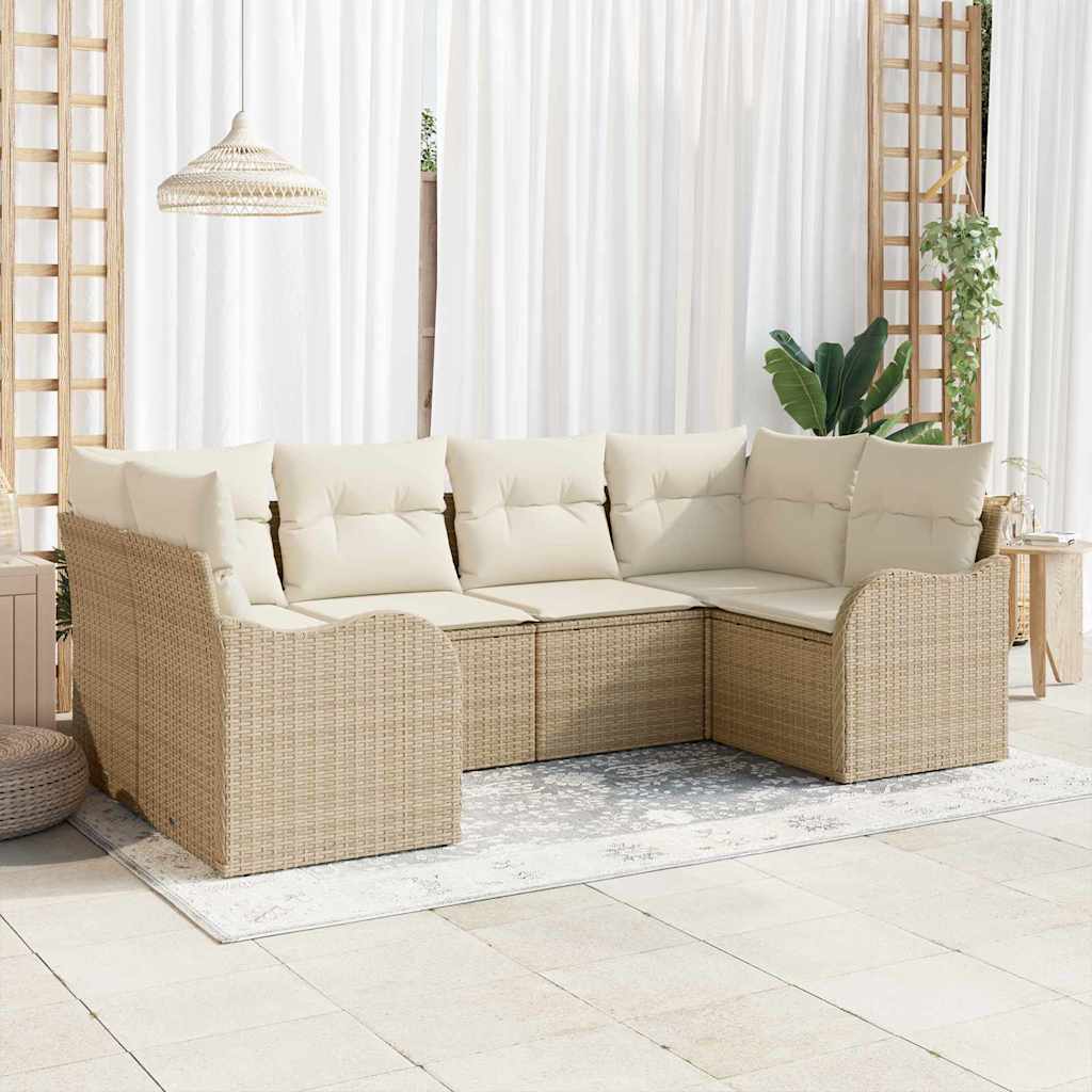 Havesofa Sæt 6 stk. Beige polyrattan