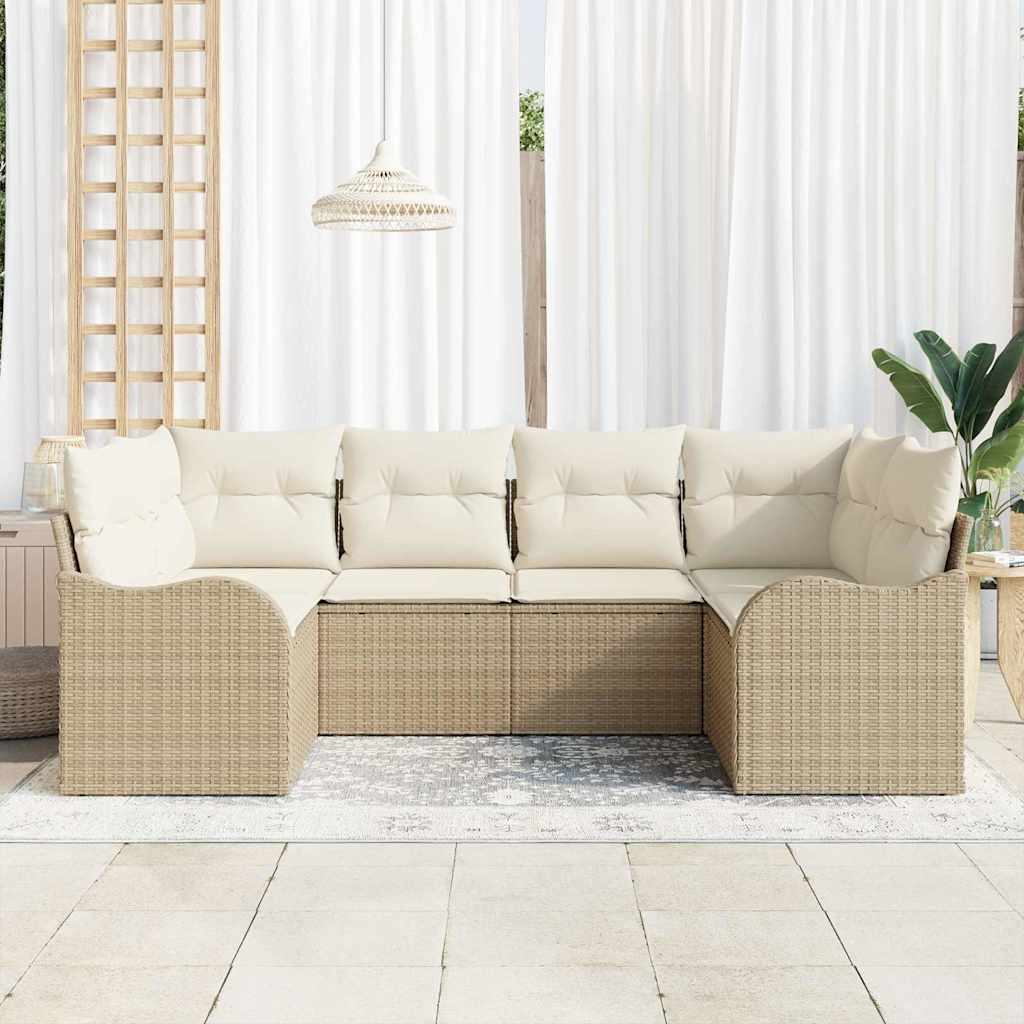 Havesofa Sæt 6 stk. Beige polyrattan
