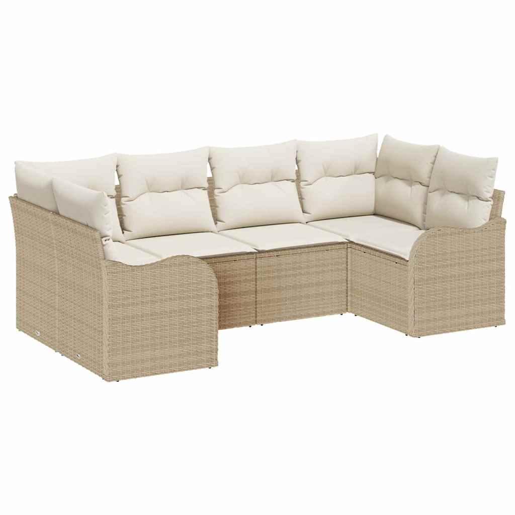 Havesofa Sæt 6 stk. Beige polyrattan