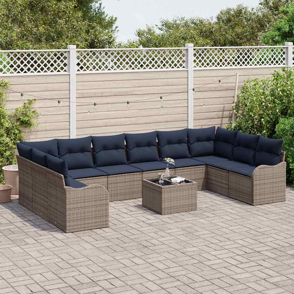 Sofa Sæt 11 stk. Grå Polyester