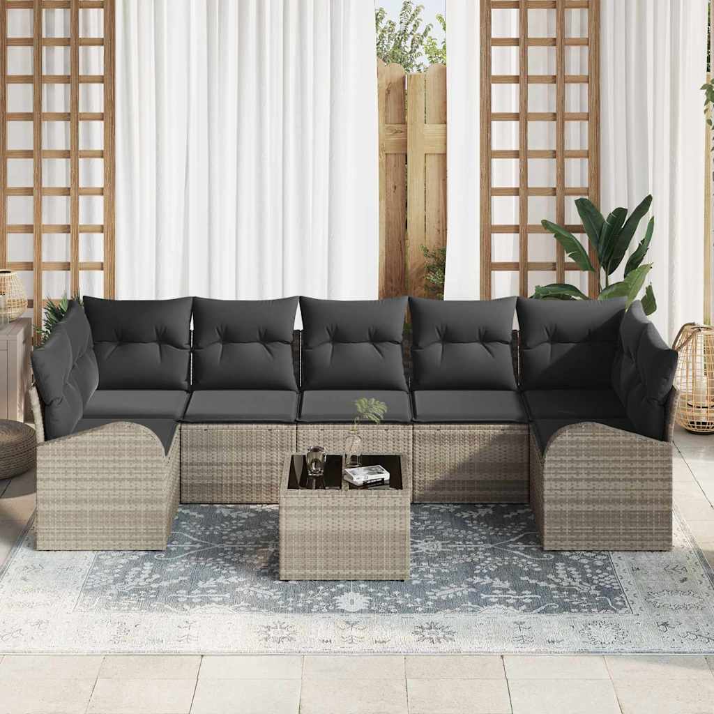 Havesofa Sæt 8 stk. Lysegrå polyrattan