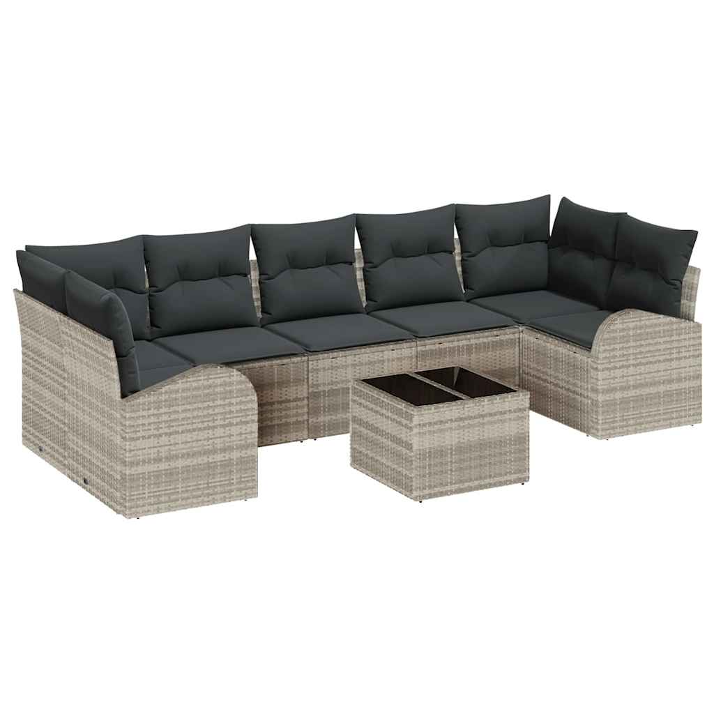 Havesofa Sæt 8 stk. Lysegrå polyrattan