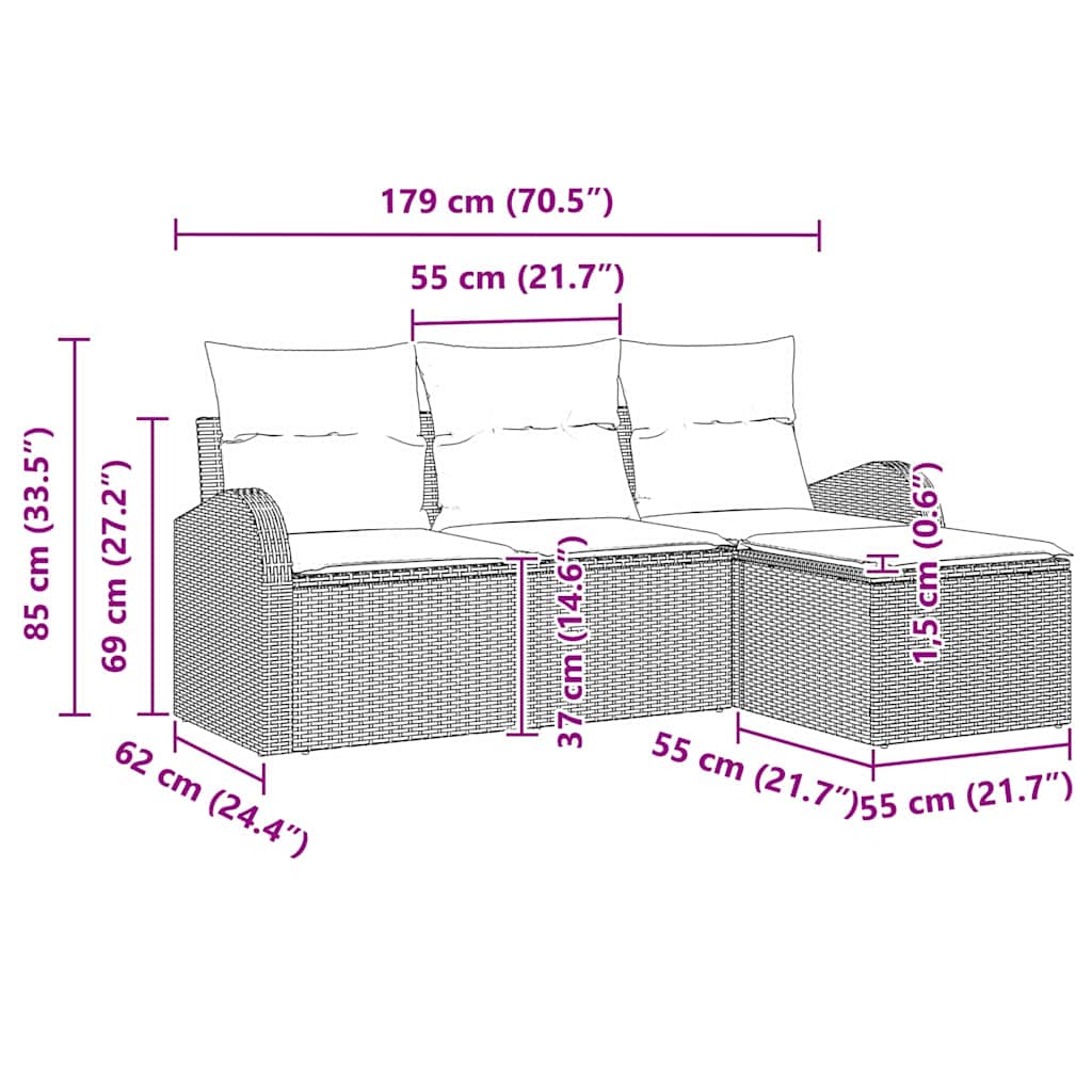 Havesofa Sæt Beige polyrattan