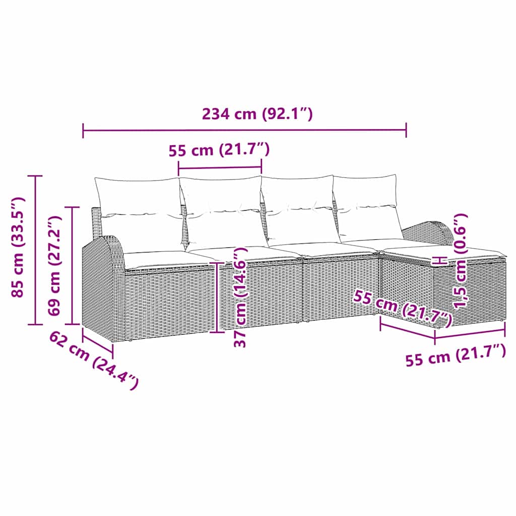 Havesofa Sæt Beige polyrattan