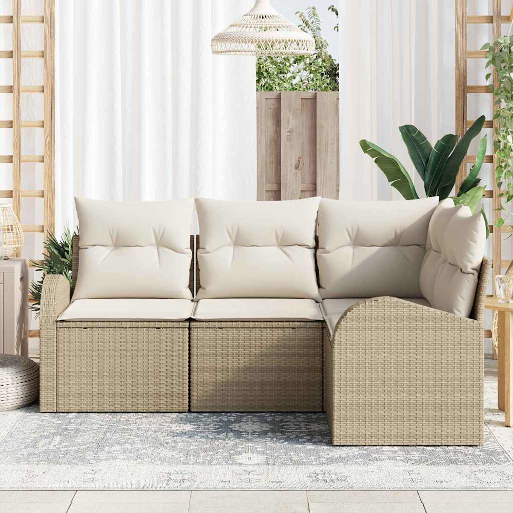 Havesofa Sæt 4 stk. Beige polyrattan