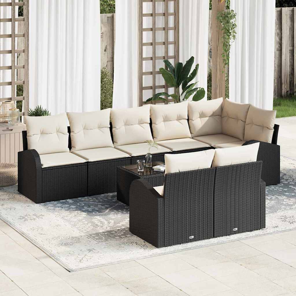 Havesofa Sæt Sort og Cream 55 x 55 x 37 cm polyrattan
