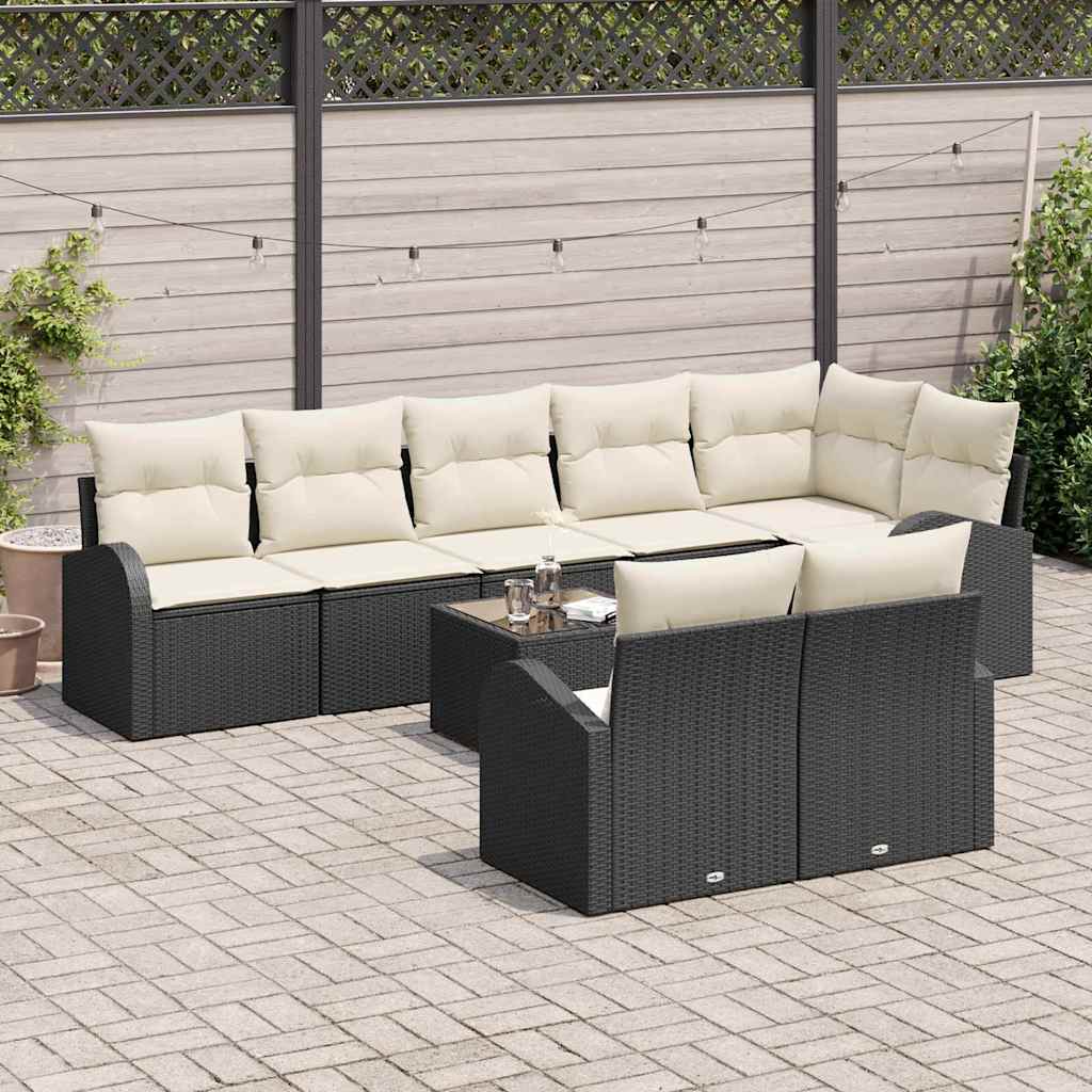 Havesofa Sæt Sort og Cream 55 x 55 x 37 cm polyrattan