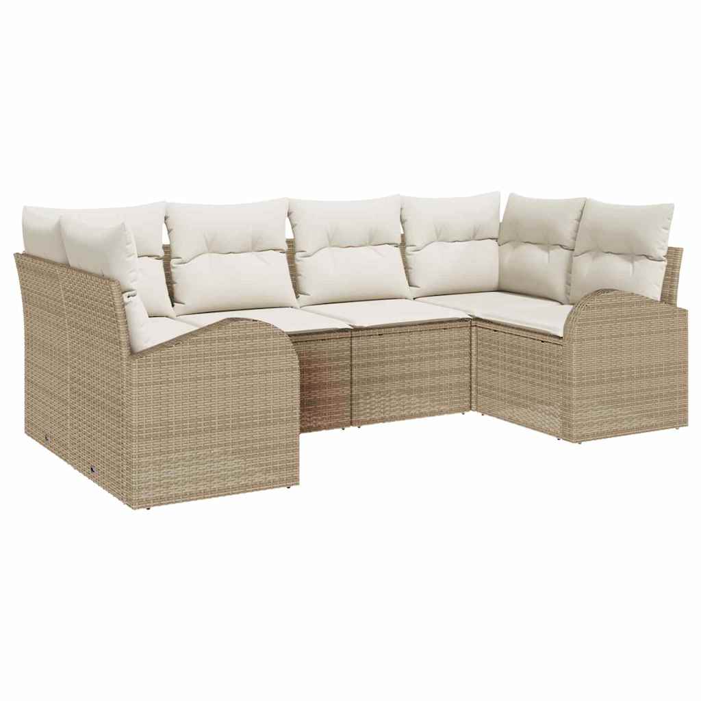 Havesofa Sæt 6 stk. Beige [Syntetisk]: Poly Rattan