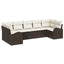 Havesofa Sæt med pude 7 pcs Brun Poly Rattan