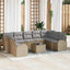 Sofa Sæt med pude 10 pcs Beige Poly Rattan