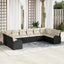 Sofa Sæt med pude 10 pcs Sort Polyrattan