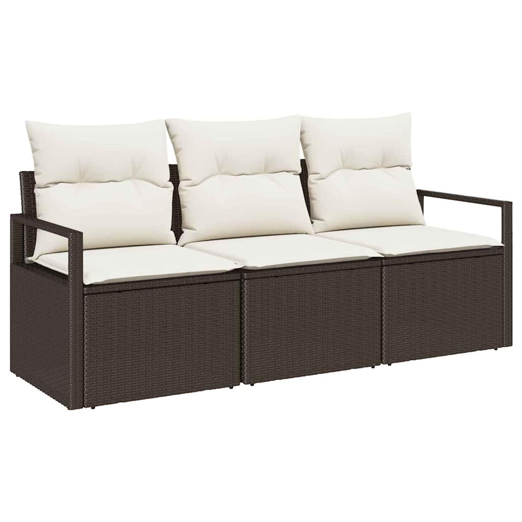 Sofa Sæt 3 pcs Brun polyrattan