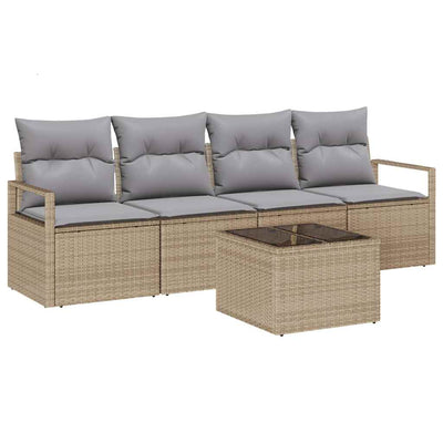Sofa Sæt 5 pcs Beige og grå polyrattan