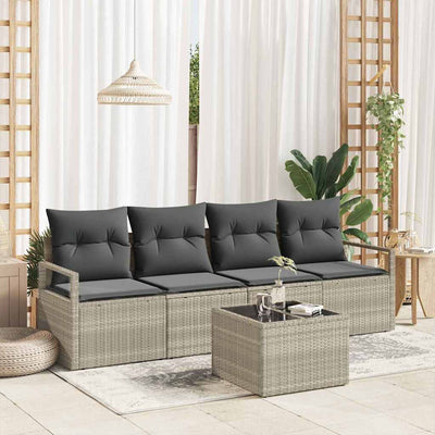 Sofa Sæt 5 pcs Lys grå og Mørk grå polyrattan