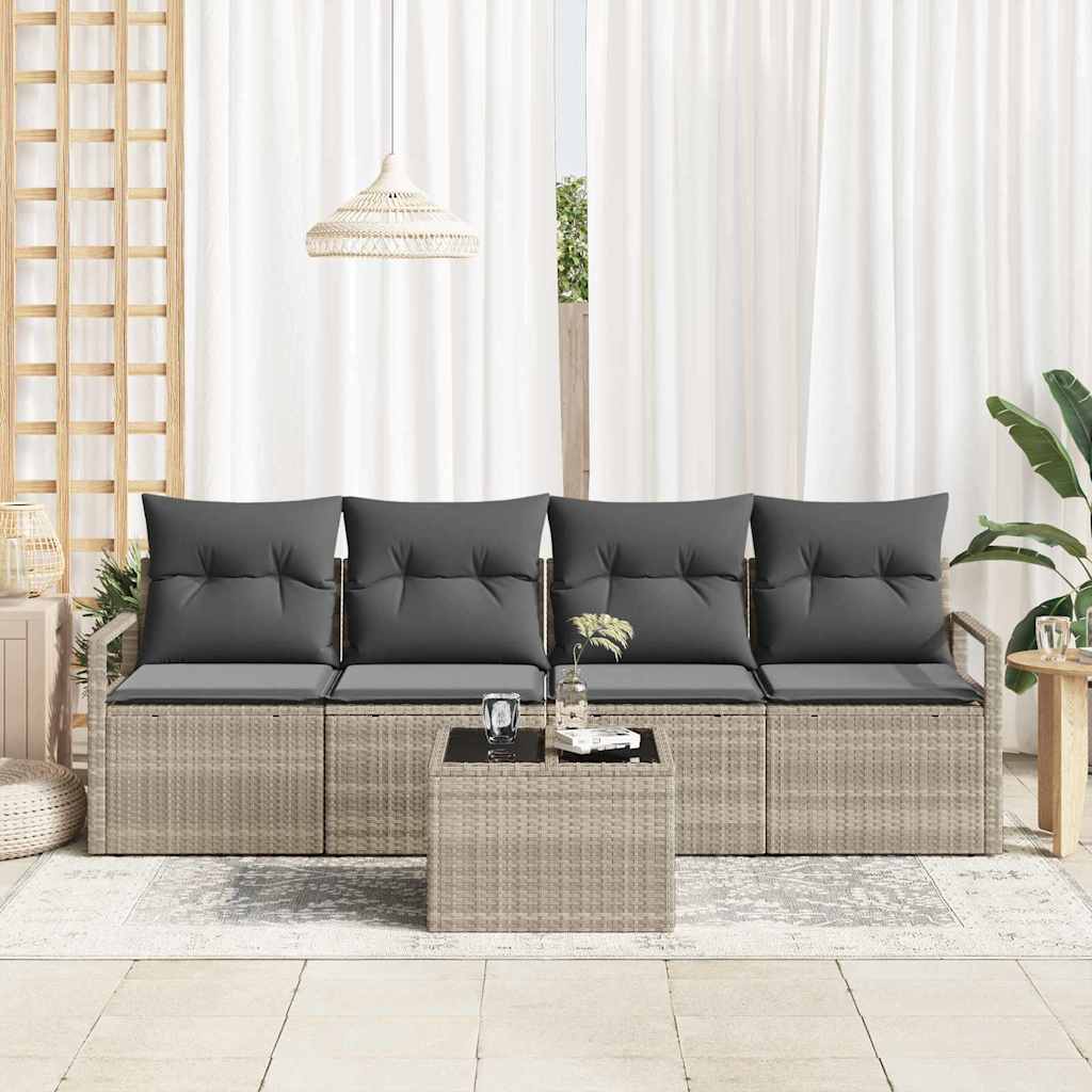 Sofa Sæt 5 pcs Lys grå og Mørk grå polyrattan