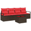 Sofa Sæt 5 pcs Brun og Rød polyrattan