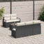 Sofa Sæt med pude 6 pcs Sort og Cream polyrattan