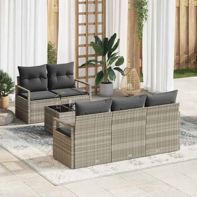 Sofa Sæt med pude 6 pcs Lysegrå polyrattan