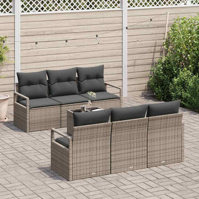 Sofa Sæt med pude 7 pcs Grå polyrattan