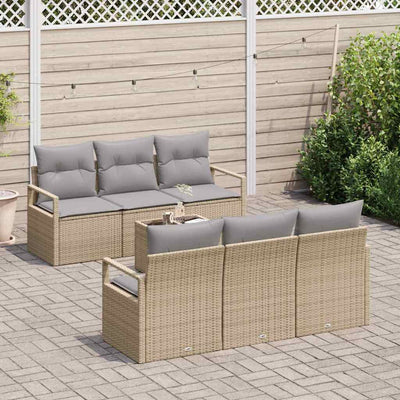 Sofa Sæt med pude 7 pcs Beige og grå polyrattan