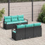 Sofa Sæt med pude 7 pcs Sort og turkis polyrattan