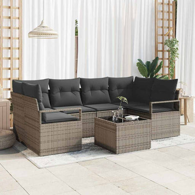 Sofa Sæt med pude 7 pcs Grå polyrattan