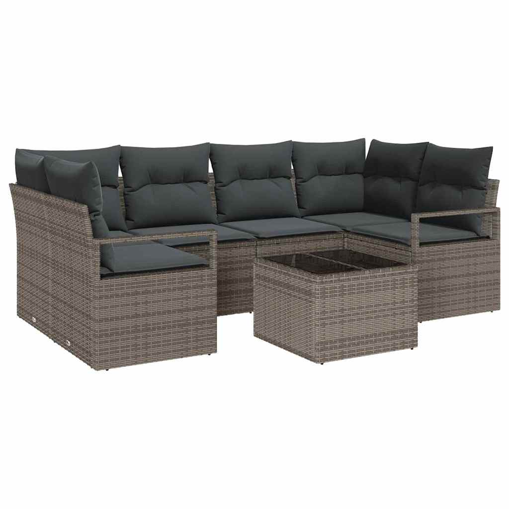 Sofa Sæt med pude 7 pcs Grå polyrattan