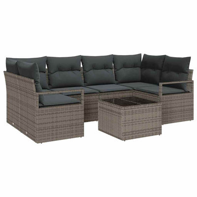Sofa Sæt med pude 7 pcs Grå polyrattan