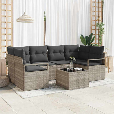 Sofa Sæt 7 pcs Lys grå og Mørk grå polyrattan